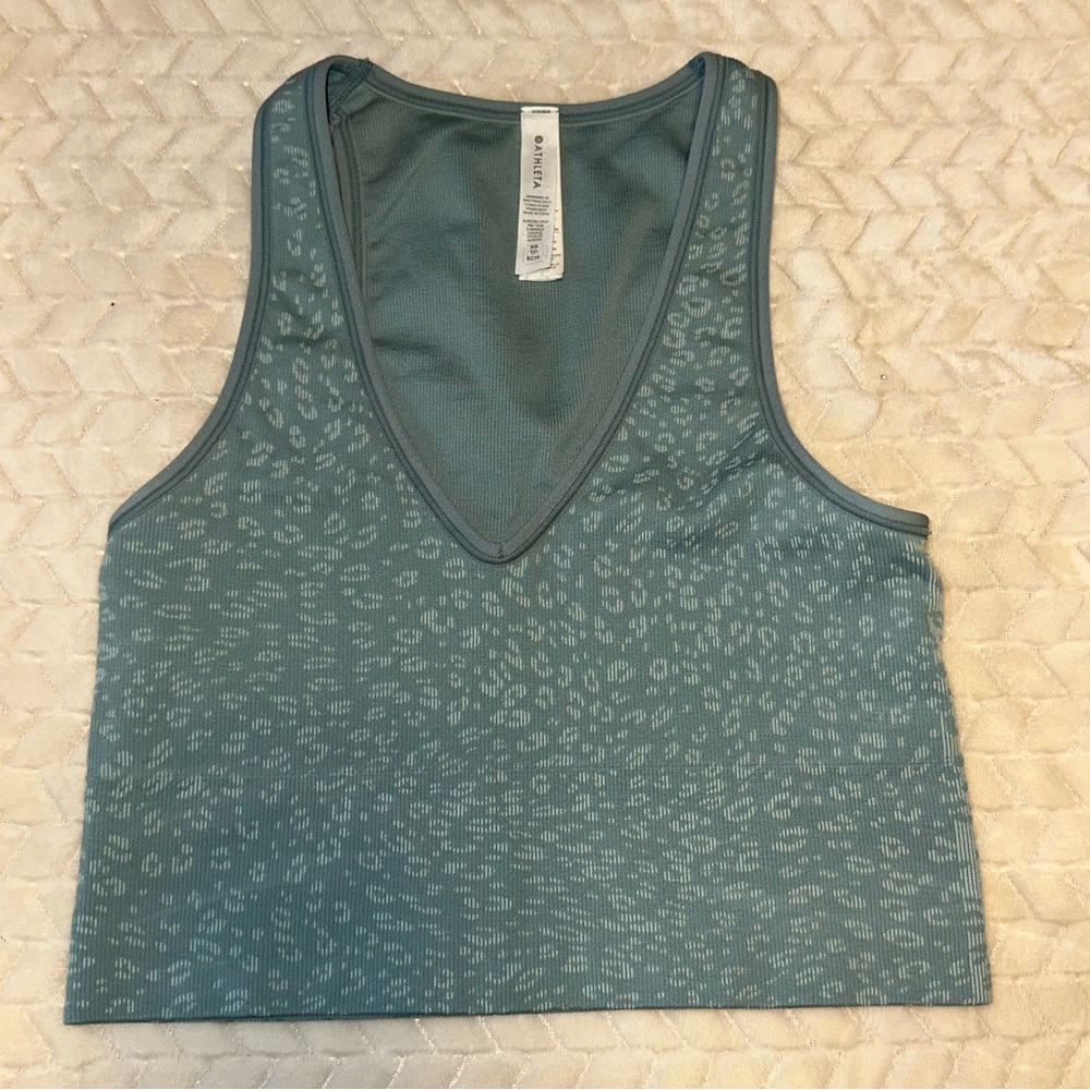 Athleta Aurora Seamless Crop Ribbeed Tank Light Green Size XS